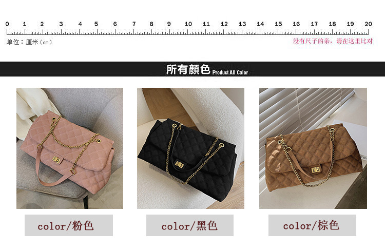 The new diamond-shaped chain bag for women is a trendy and fashionable matte single-shoulder armpit bag for commuting. The large-capacity crossbody bag is a cross-border trend Item Picture