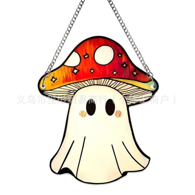 跨境万圣节可爱小幽灵亚克力平面太阳捕光器家居庭院花园装饰挂牌|undefined