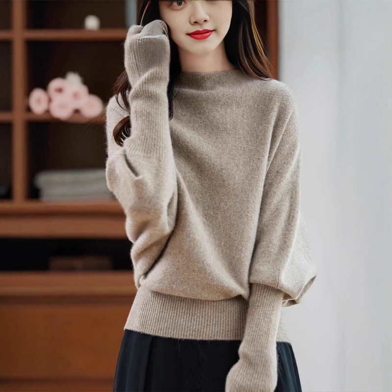 100% Pure Wool Autumn and Winter Loose and Lazy Style Fashionable Cape Batwing Sleeve Casual Sweater Outerwear