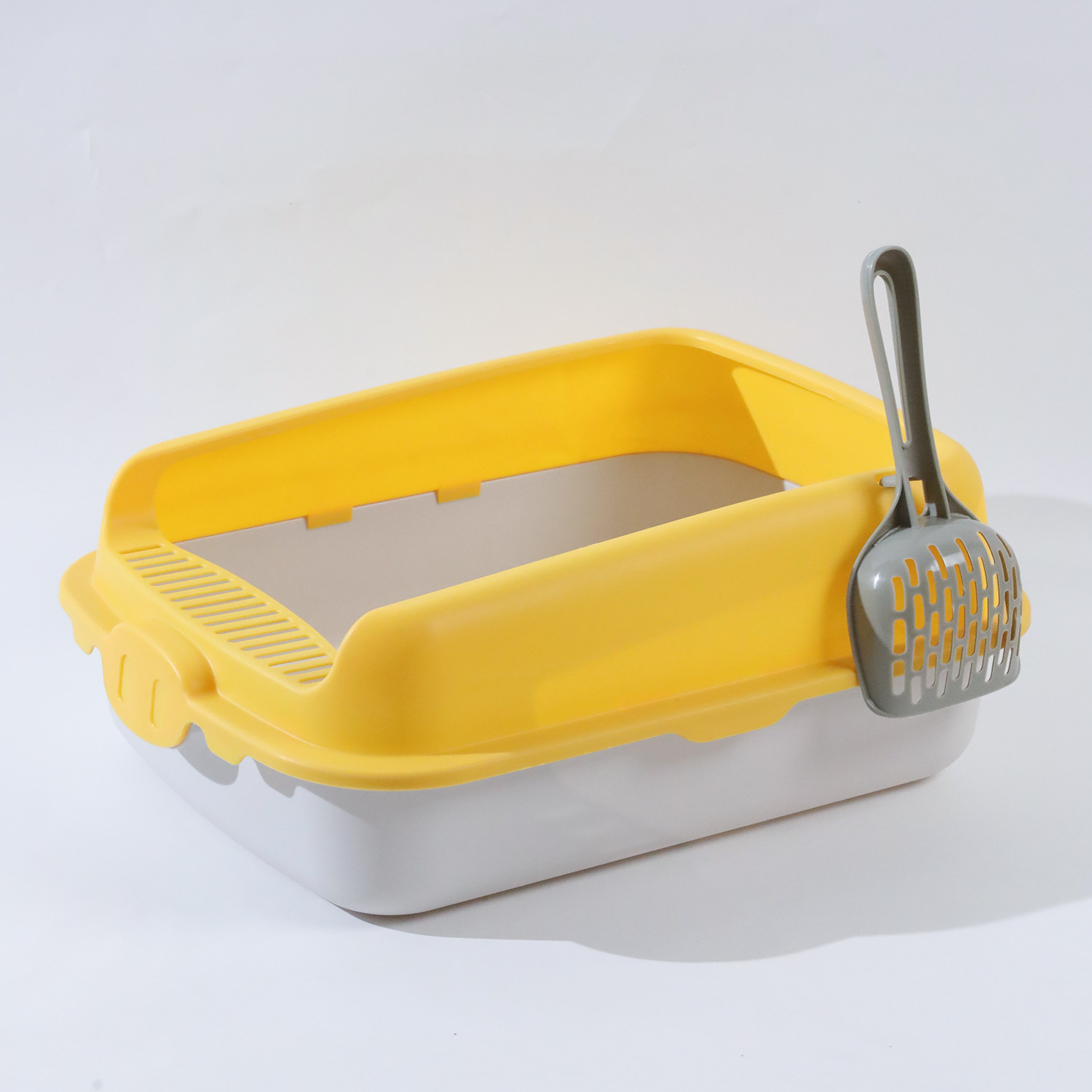 Lavabo de arena para gatos, inodoro para gatos semicerrado de gran tamaño, cerca alta, palangana de heces para gatos, palangana de arena para gatos, suministros para mascotas para gatos