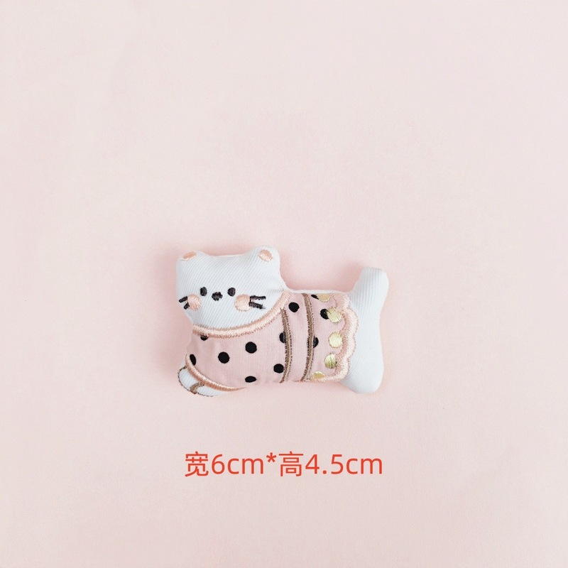 新款创意卡通布艺充棉小公仔可爱点子小猫格子兔发饰帽子服饰配饰|undefined