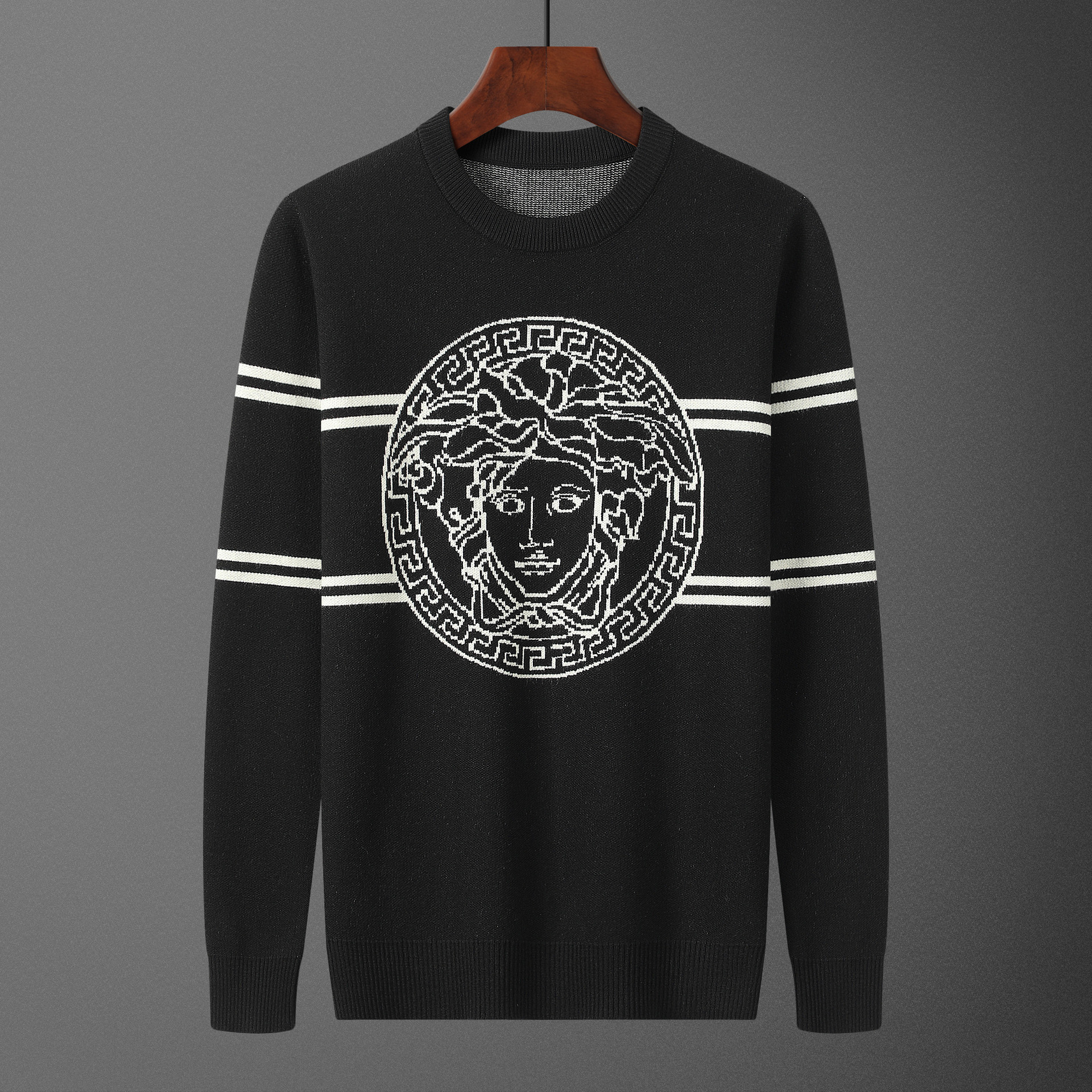 Transfronterizo exclusivo para Versace moda cabeza de punto cálido VERS comercio exterior casa cuello redondo suéter de hombre