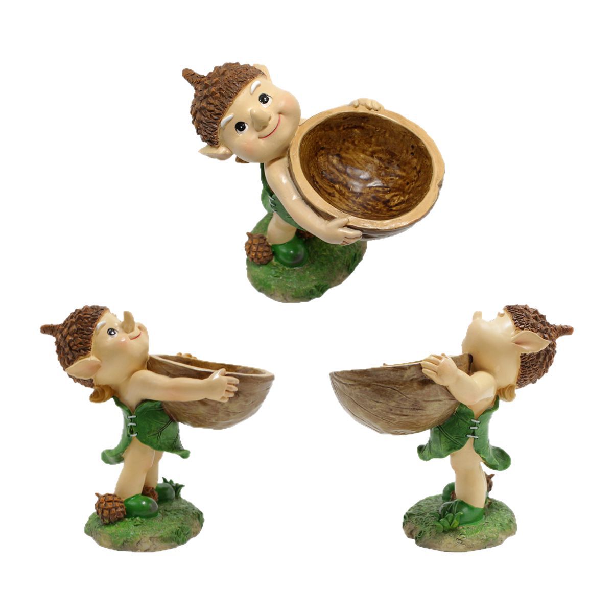  fairy tale forest elf walnut trough bird feeder resin outdoor garden statue courtyard lawn decoration pendulum