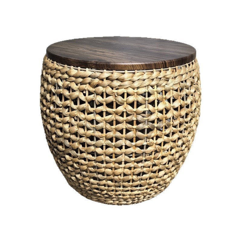 Mesa de tejido de madera transfronteriza mesa de té de caña sala de estar mesa de té balcón mesa de té de paja fábrica fuente fábrica al por mayor