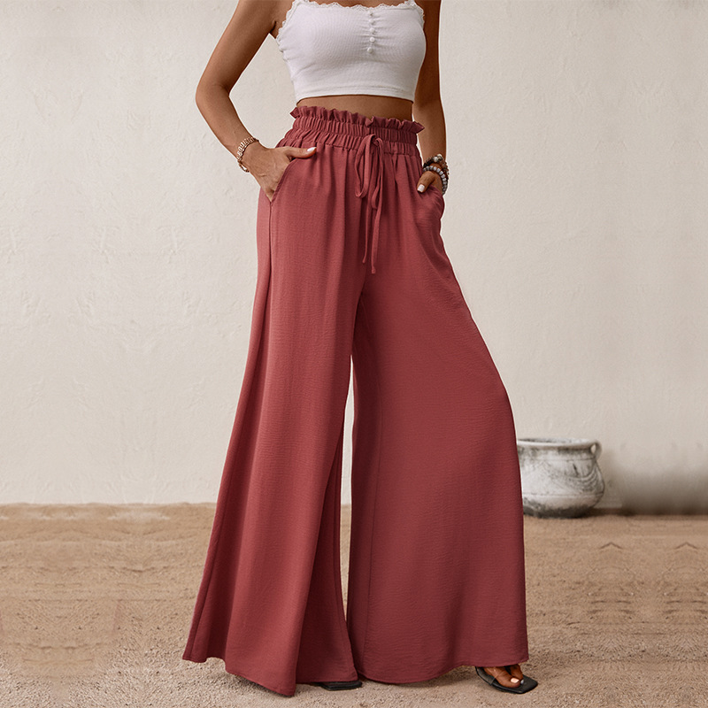 Solid Color Large Trumpet Wide Leg Pants_voghion.com