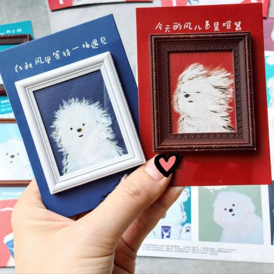 Китайский стиль Xiaohongshu Luckin пометаco бренда co-branded холодильная магнитная наклейка с изображением милого принт-мультяшки для украшения магнитной наклейки