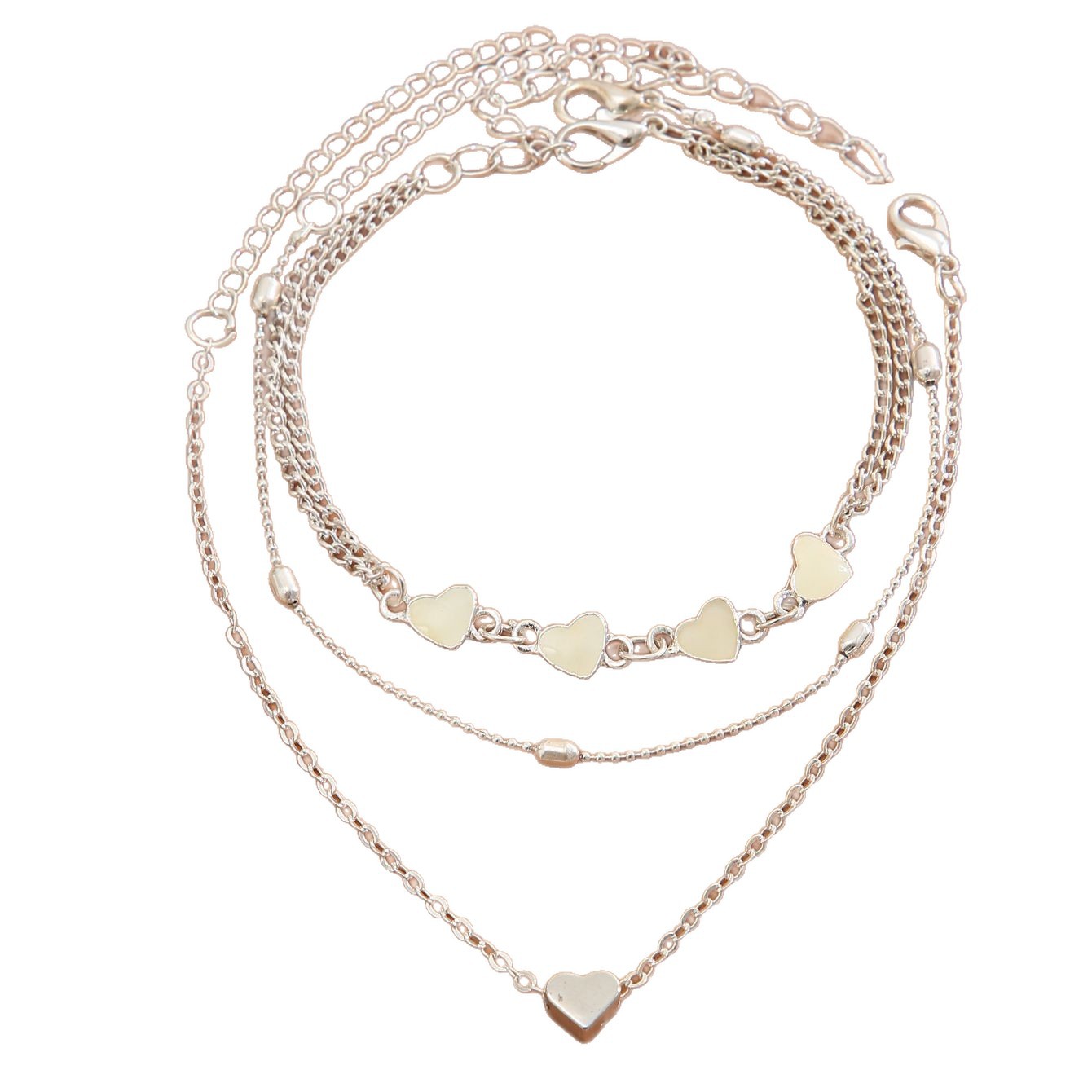 Tobillera de corazón para mujer joya retro sencilla y elegante_voghion.com