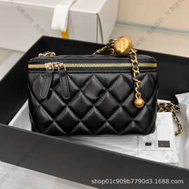 工厂特价促销 C黑金 金球黑金编织肩带长盒子包化妆包diy现货迷