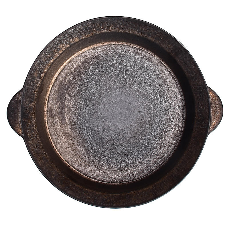 Logotipo personalizado Snacks de cerámica gruesa Plato de frutas Plato de postre Plato de oreja de gato Plato retro binaural Cerámica Kung Fu Juego de té