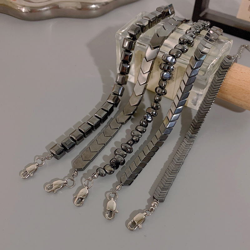 Black gall stone bracelet men's fashion ins niche design high-end cold wind non-fading hip hop bracelet wholesale