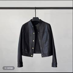 海宁2025春秋皮衣女短款时尚新款立领机车皮夹克外套小个子