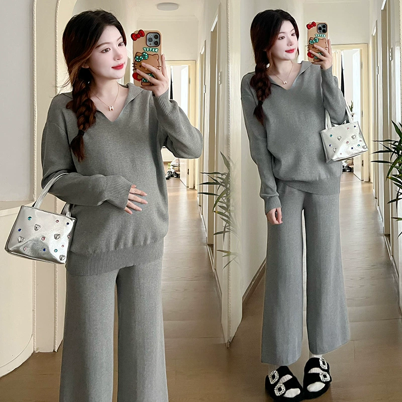 Set for pregnant, fashionable autumn demi-season sweater to go out, 2023, internet celebrity