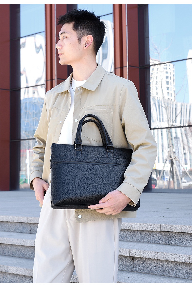 2025 Business Bag Men's laptop bag pu large Capacity Trendy single-shoulder hand-carry men's bag briefcase undefined