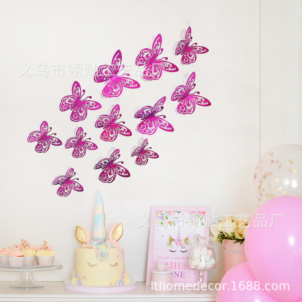LTHD024 papel hueco mariposa tridimensional mariposa aniversario decoración decorativa decoración de fiesta de cumpleaños