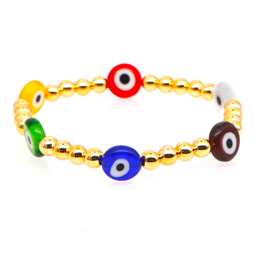 Nihaojewelry Ethnic Style Colored Glaze Evil Eye Gold Bead Bracelet Wholesale Jewelry display picture 30