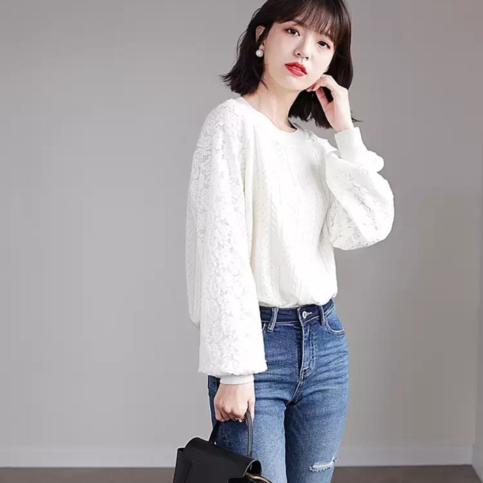 D6218 620K ÁO LEN NỮ DONTDO ÁO LEN DÀI TAY MÙA XUÂN THU ĐÔNG PHONG CÁCH HÀN QUỐC HỌA TIẾT HOA THỜI TRANG NỮ REN G02 SẢN PHẨM MỚI