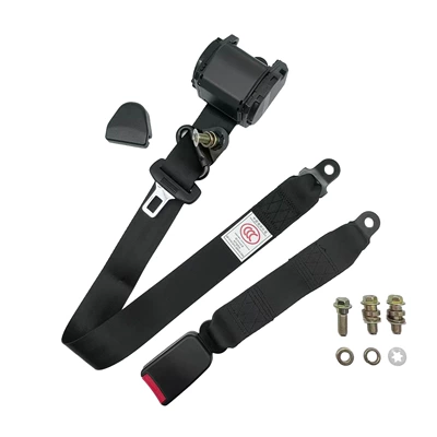 Car seat belt — Locking Safety Belt 3C - black-small-steel-hanging-ring-electrophoresis-black-k345cm-webbing-baseimperial-screw-set-conventional-packaging-base-and-retractor-packed-separately