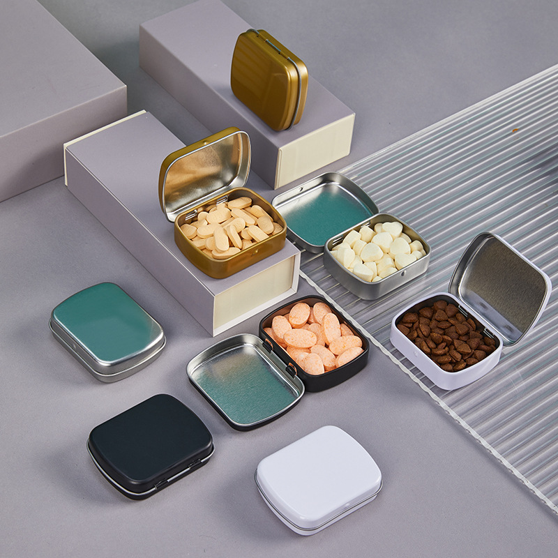 En stock Mini caja de hierro caja de caramelo comprimido menta masticar hierro puede píldora tableta Flip caja de metal caja de almacenamiento