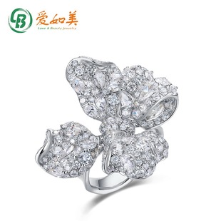Retro Hong Kong Style Full-Set Cultured Diamond Petals Women's Flower Ring Accessible Luxury Niche High-End Pt950 Ring Wholesale