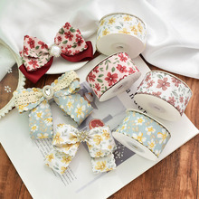 38mm印花小清新丝带 手作diy发饰蝴蝶结材料 布艺发夹织带缎带