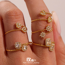 ŷ�� ���갮�ļ���5A�ʯ��ָϸȦ���ڲ����18K��Ů���������