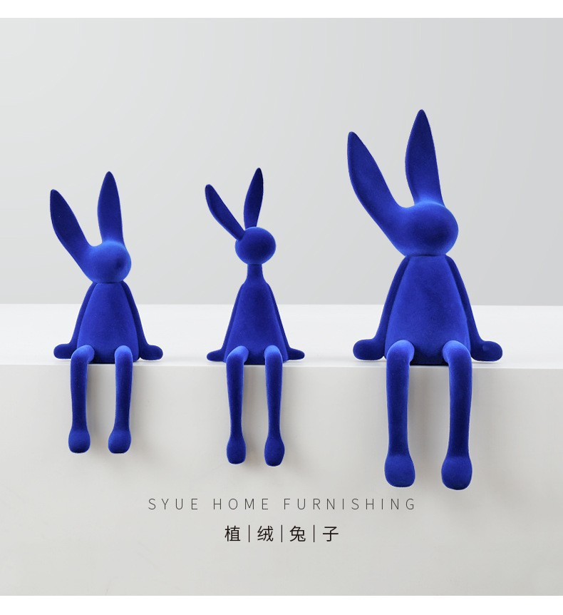 (2개) 현대 간단한 거실 장식 창조적 인 잠금 앉아 토끼 호텔 판매 사무실 모델 룸 부드러운 장식