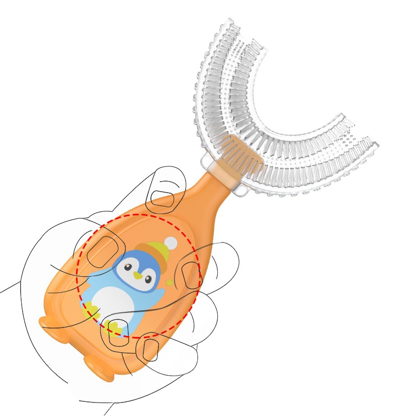 Nuevo cepillo de dientes manual en forma de U para niños, cepillo de dientes de silicona, cepillo de limpieza bucal para bebés, herramienta de cepillado con cerdas suaves para sujetar en la boca.
