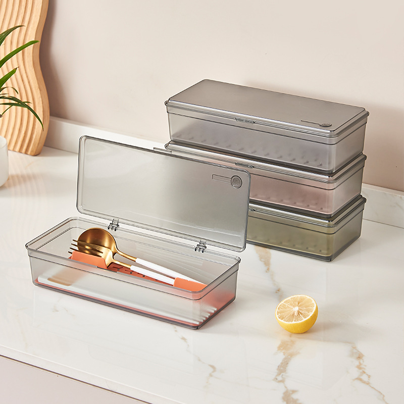 Dustproof chopsticks for home use, spoon, tableware, transparent storage box, drying rack