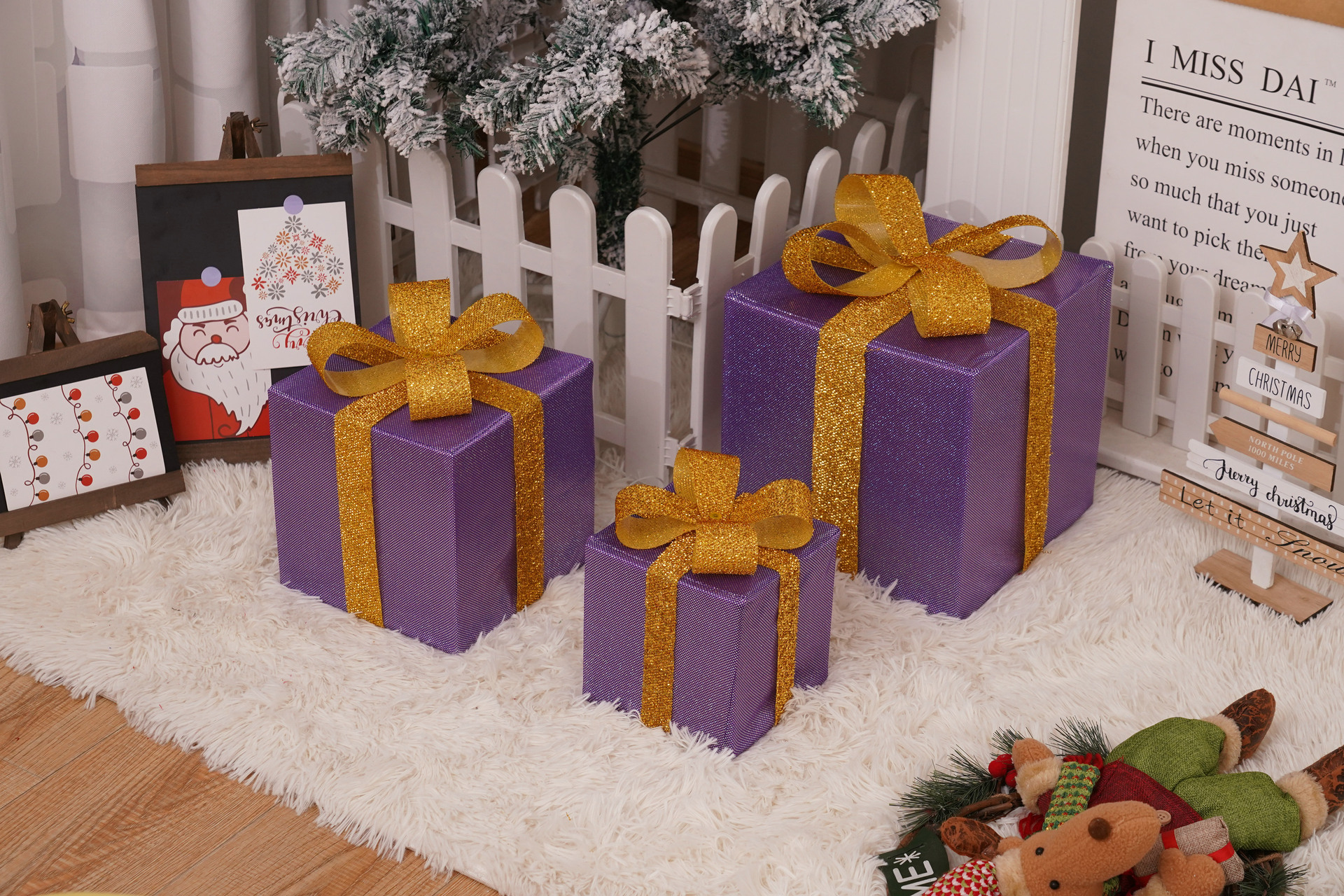 Luces navideñas nuevas de 2025, juego de tres piezas en caja de regalo navideña, productos navideños, accesorios de decoración para fiestas de cumpleaños, adornos.