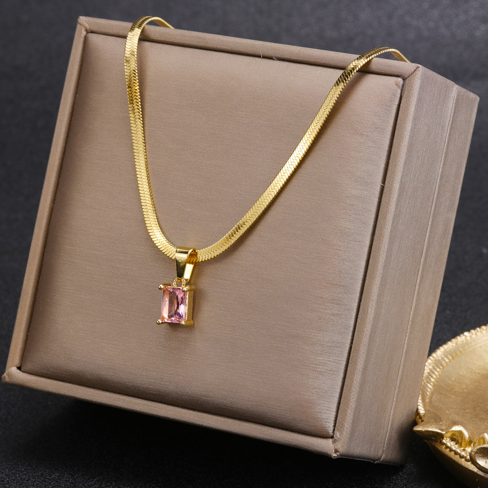 (Cross-border trading), necklace with zircon, blade stainless steel, chain for key bag , accessory, simple and elegant design 3