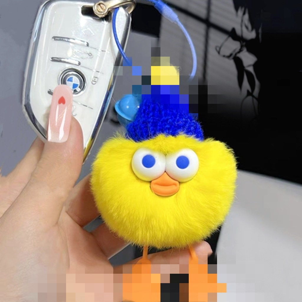 Real Rex conejo piel divertido bola elfo llavero ojos grandes pato muñeca regalo llavero bolsa colgante