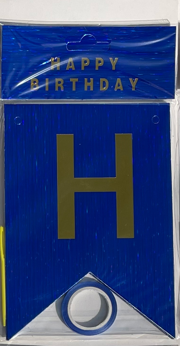 HAPPY BIRTHDAY fiesta de cumpleaños en inglés diseño diagonal de bandera de cola de mermaid letras banderas de color