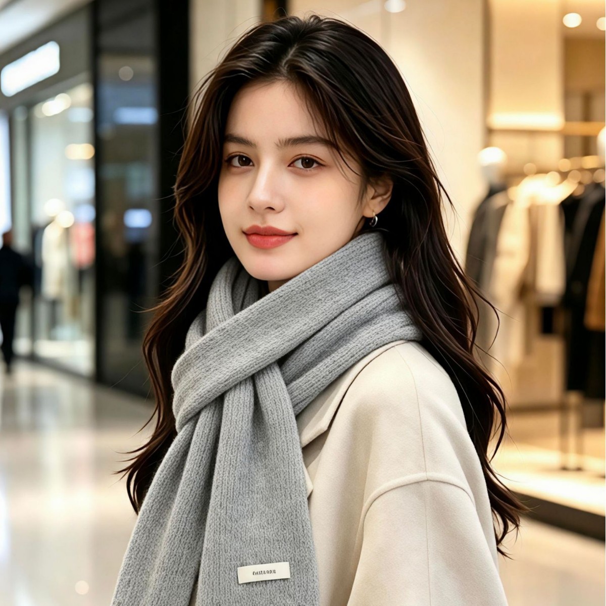 Autumn and winter Korean-style solid color knitted scarf for women, thickened, soft and versatile long scarf, warm neck warmer for students and couples