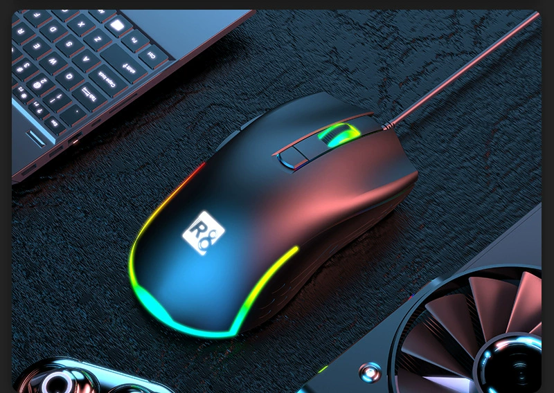Игровая проводная мышь R8 Brand 6D цветная для офиса и компьютера, универсальная USB, светящаяся e-sports