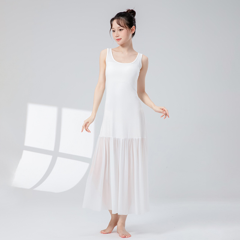 古典舞练功服女新款网纱连衣裙前开叉系带中国风舞蹈日常演出服装|undefined