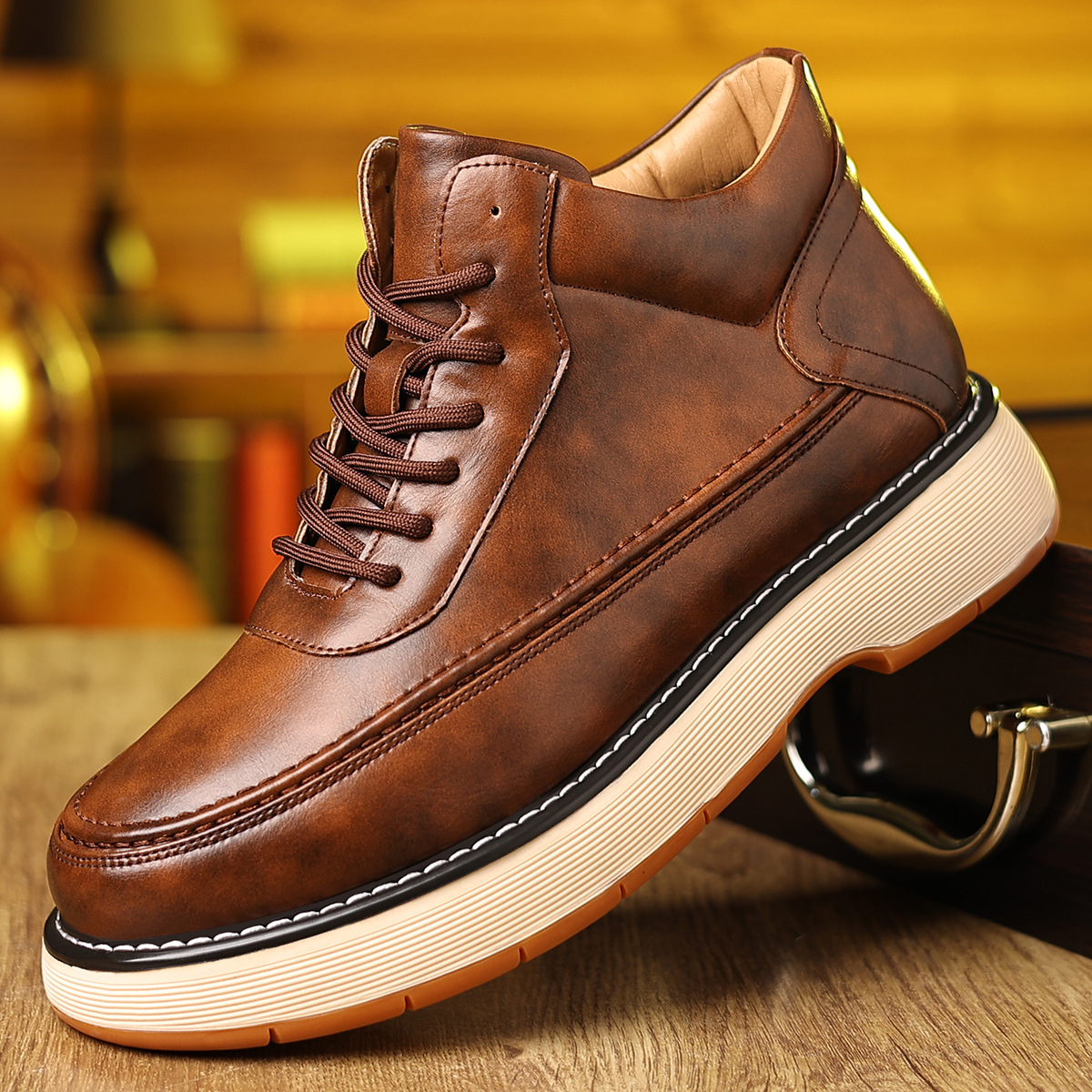 New Cross-Border Amazon Hot-Selling Men's Shoes 2025 Autumn and Winter New High-Top Shoes Thick-Soled Comfortable Martin Boots