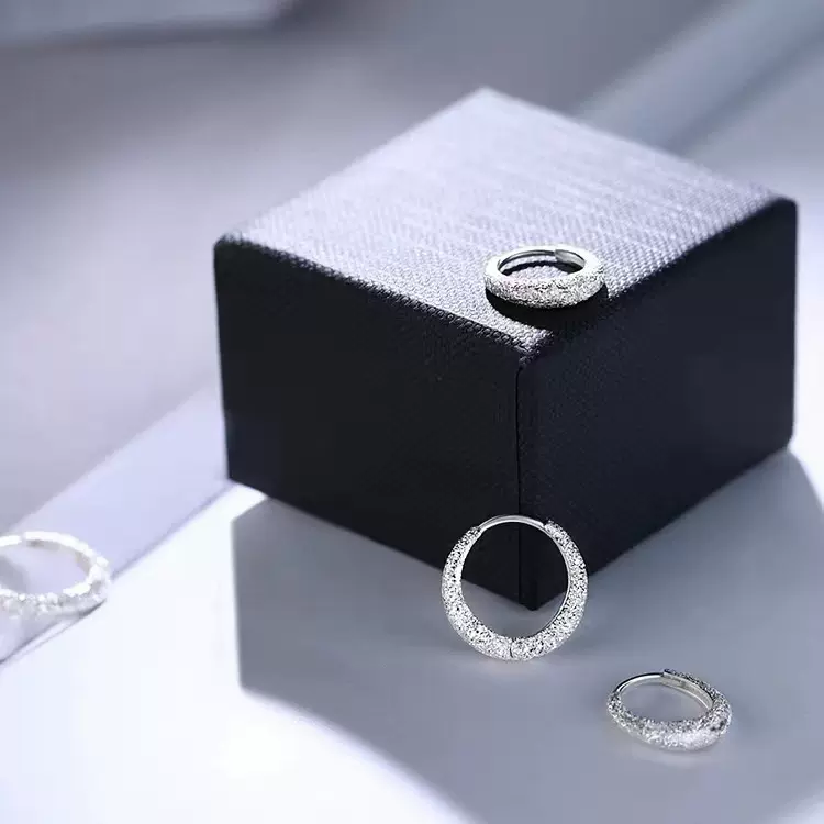 S925纯银波光粼粼耳环女 满天星轻奢高级感耳饰韩系小众气质耳圈