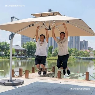 Outdoor Parasol Courtyard Sun Umbrella Stall Roman Umbrella Balcony Terrace Garden Solar Light Umbrella Villa Guard Booth