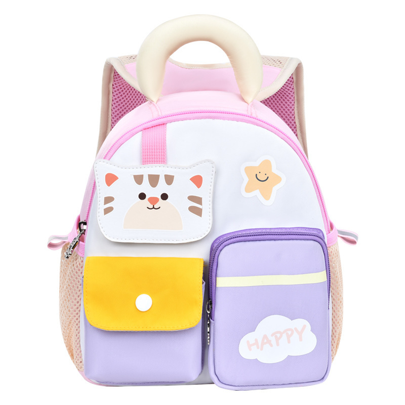 Nueva mochila de jardín de infantes 1 - 4 años 3 caricaturas lindas mochila de gatito niños anti-perdida fábrica de mochila directa