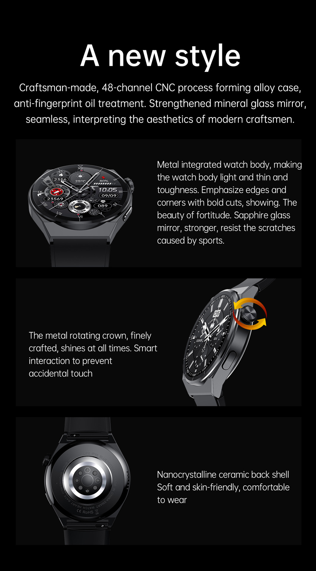 GT3PRO Smart Watch Bluetooth Anruf Herzfrequenz kabelloses Aufladen_voghion.com