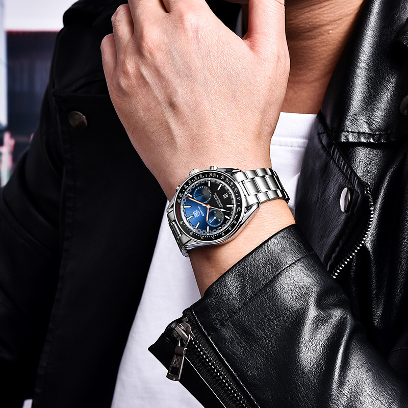 Binya benyar 5194 reloj de calendario de cuarzo luminoso impermeable cronógrafo multifunción para hombre image 4