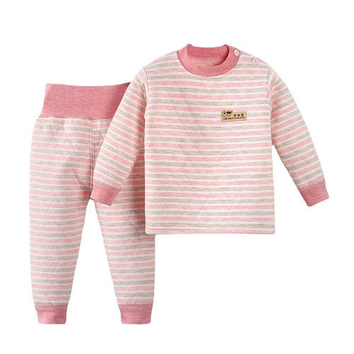 Autumn/Winter Children's Three-Layer Warmkeeping Set, Baby and Toddler Fleece High-Waist Belly Protection Pants, Innerwear for Boys and Girls, Thick Autumn and Winter Socks