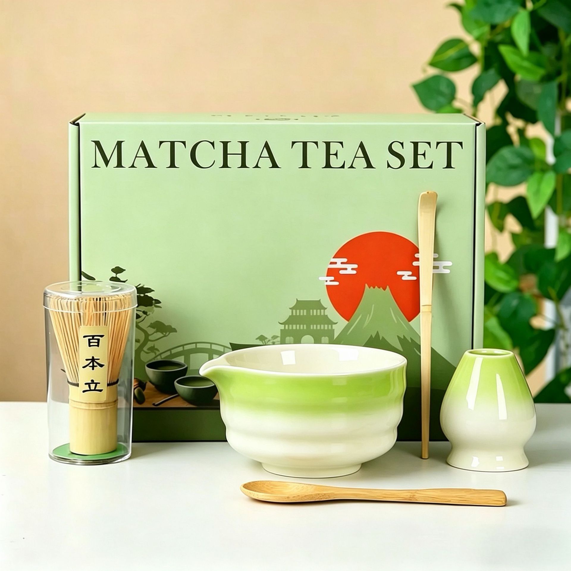 Transfronterizo exclusivo para el set de té Matcha japonés caja de regalo de té Matcha cepillo de té de 100 libros de té Matcha de la dinastía Song