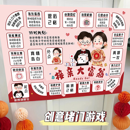 Wedding game mat to pick up the bride, Monopoly wedding blockage, tricking the groom and groomsmen, creative funny props set