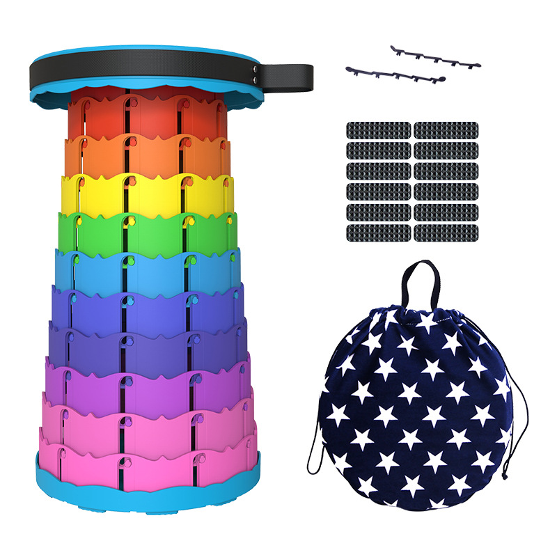 Taburete plegable ligero y portátil, fácil de retráctil, taburete de pesca, bolsa de almacenamiento, cojín, pegatinas antideslizantes, accesorios de taburete