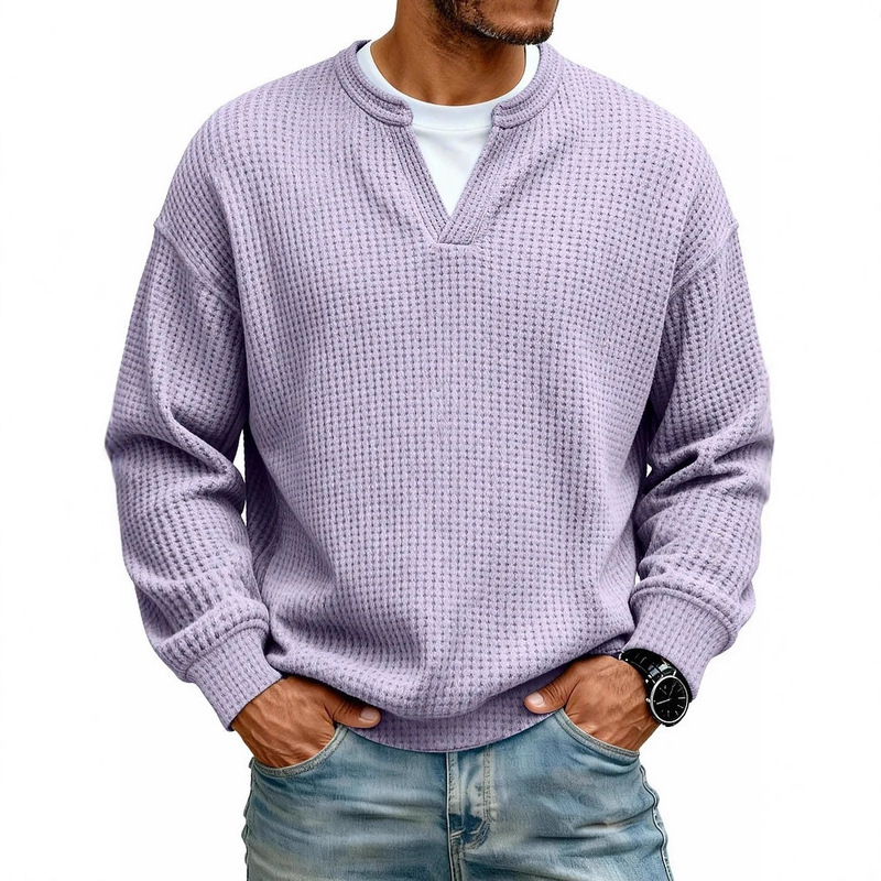 2026 European and American Amazon Independent Site Simple Waffle-Style Men's Casual Fashion Versatile Long-Sleeve T-Shirt Men's Clothing 2026 European and American Amazon Independent Site Simple Waffle-Style Men's Casual Fashion Versatile Long-Sleeve T-Shirt Men's Clothing