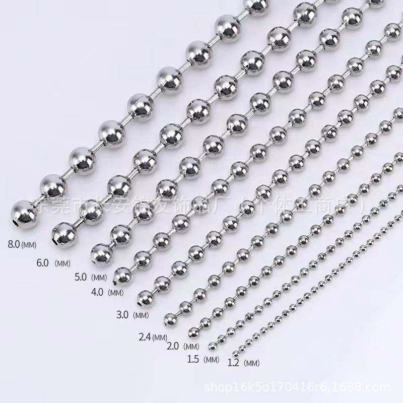 Stainless Steel 304 Wave Bead Chain Round Curtain Bead Chain Wave Bead Chain DIY Jewelry Pendant Chain Pearl Tag Chain