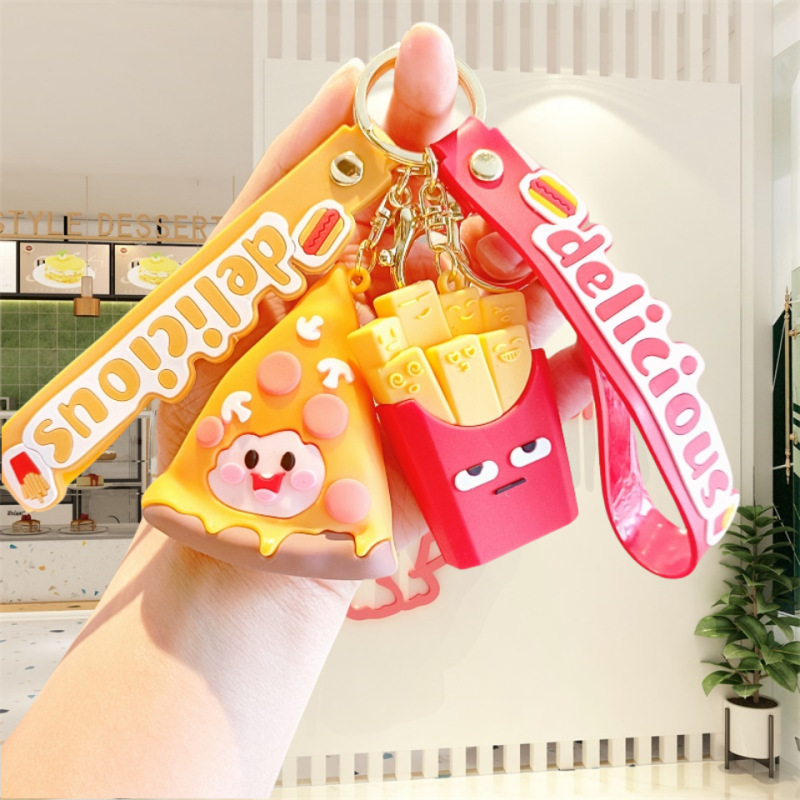 国境を越えたハンバーガーフライドポテトのキーホルダークリエイティブな個性的な人形カップルのかばんストラップのキーホルダープレゼント|undefined