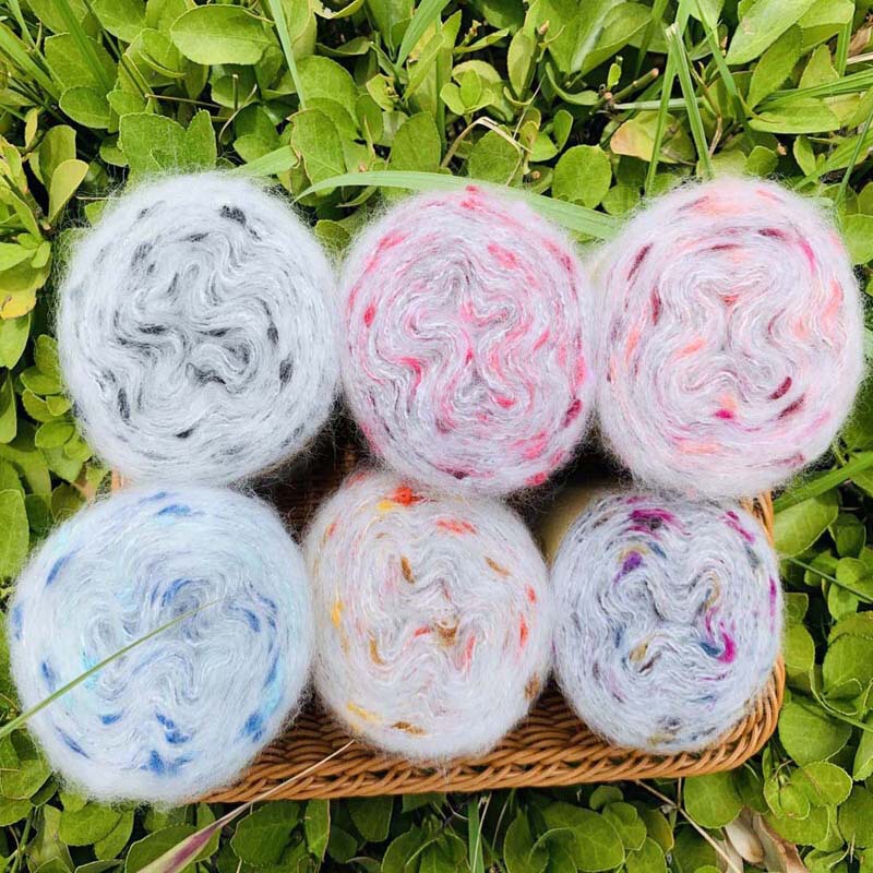 Colored mohair wool ball natural colored spray wool yarn soft skin-friendly hand-woven medium thick soft natural DIY wool