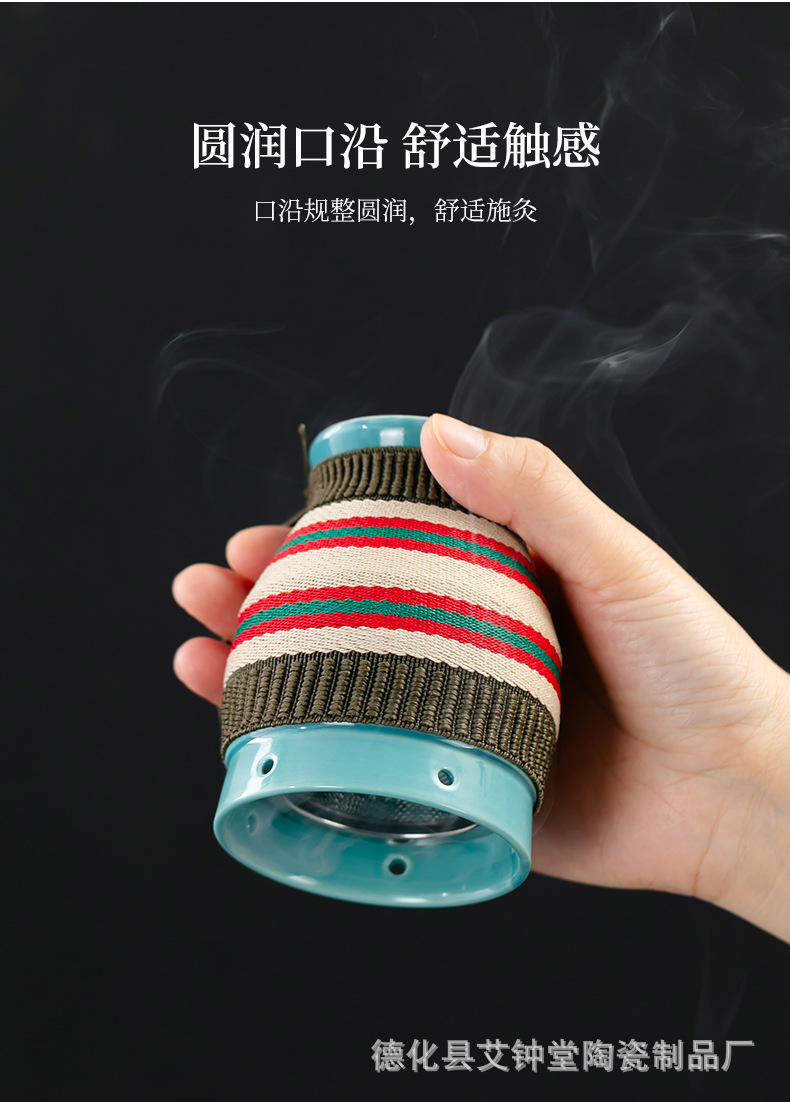 Ceramic Moxa Burner Jar Purple Clay Moxibustion Box with Moxa Stick Holder for Home Warming Therapy key features